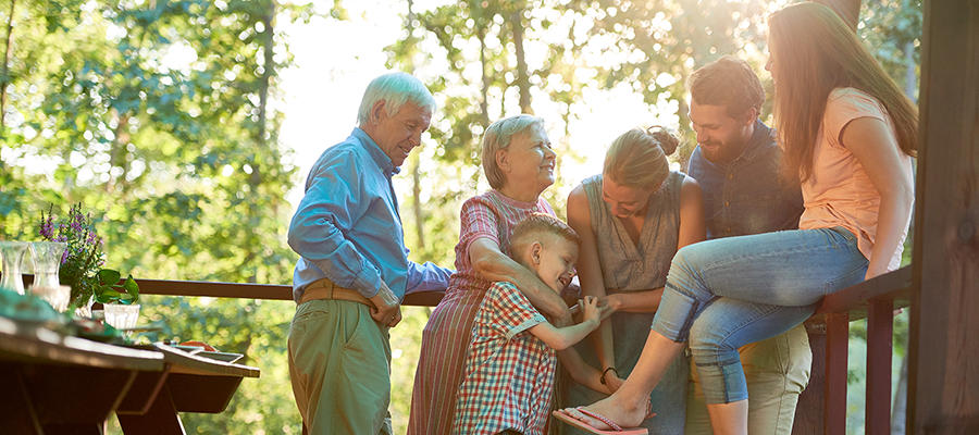 Family spending time together outside