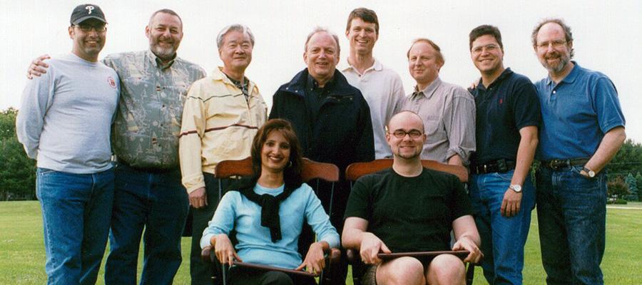 Old photo of Temple's infectious disease team picnic