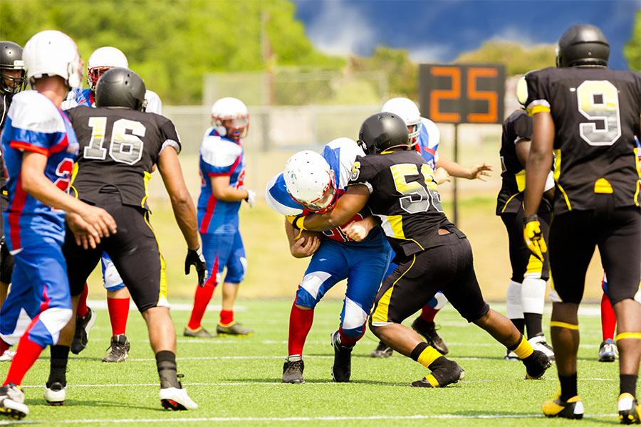 Football team playing game