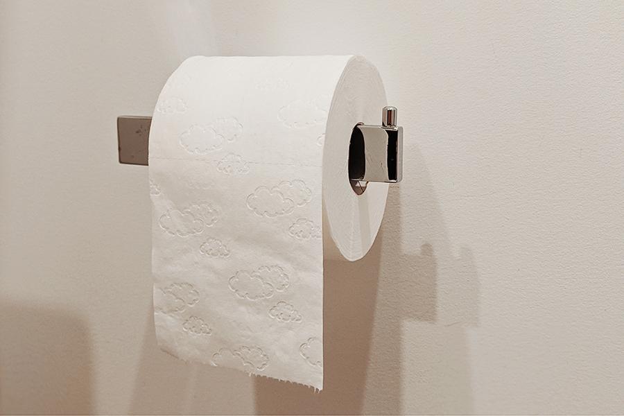 Toilet paper on a roller holder