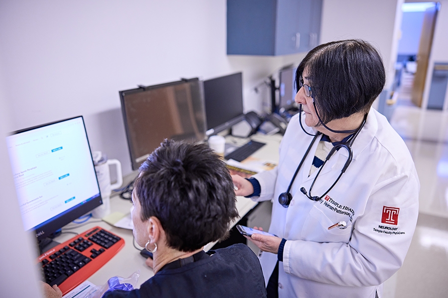 doctor and staff work