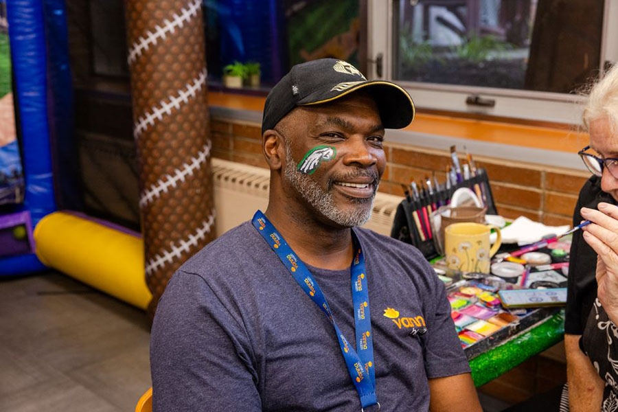 Some expertly-done Eagles face paint at the Episcopal Block Party.