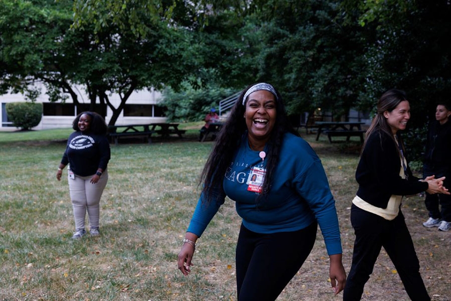 Fox Chase employees enjoyed outdoor fun and games on the lawn.