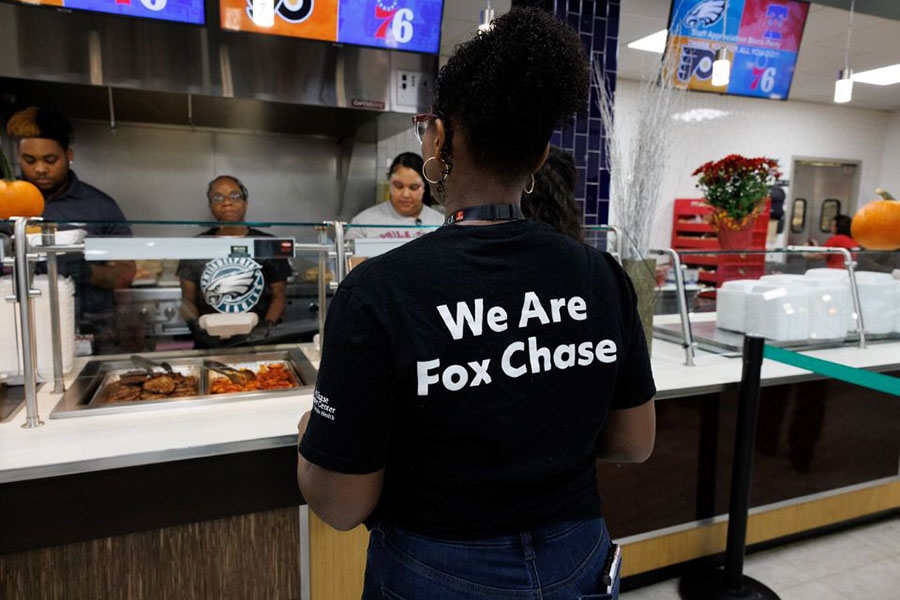 Some team members wore their ‘We are Fox Chase’ 50th anniversary t-shirts to the Block Party.