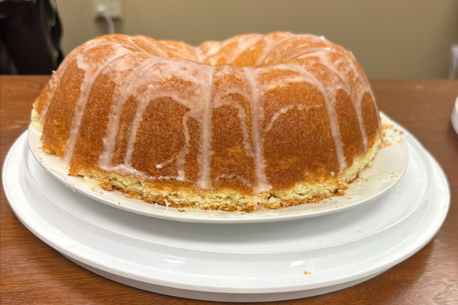 Our winner: Betty Shannon (Administration)’s cream cheese pound cake with a lemon glaze.