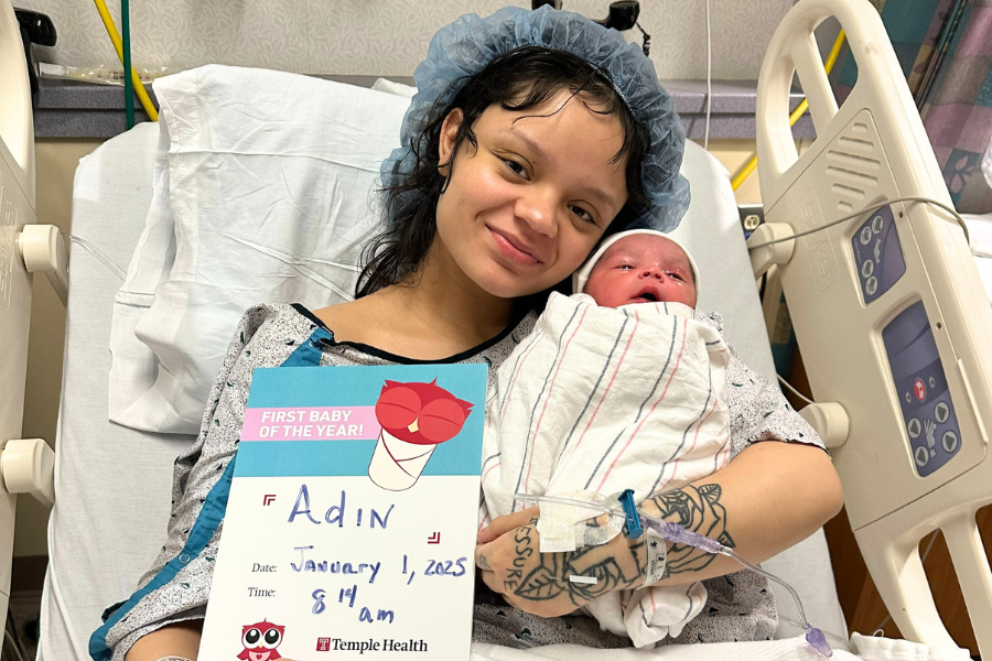 Our New Year’s baby, Adin Jimenez, with his mom, Chrystal Rivera.
