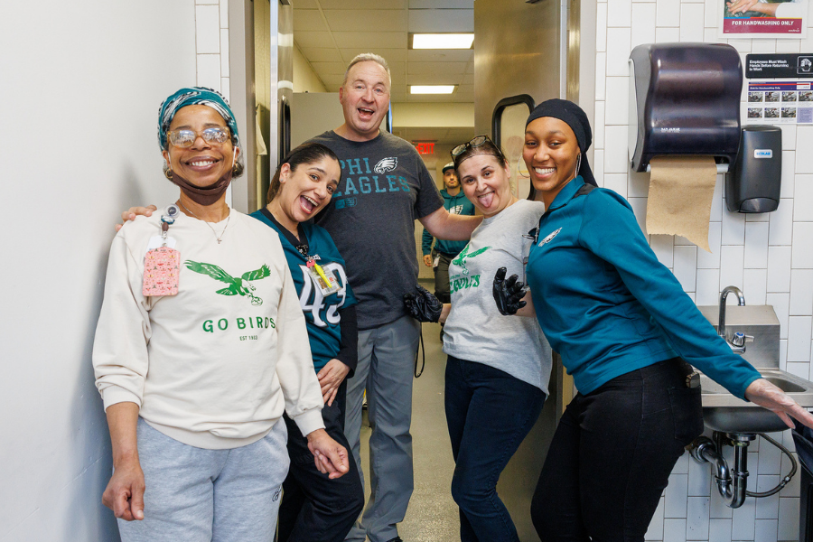 Our Fox Chase Dietary team in their best Eagles gear!