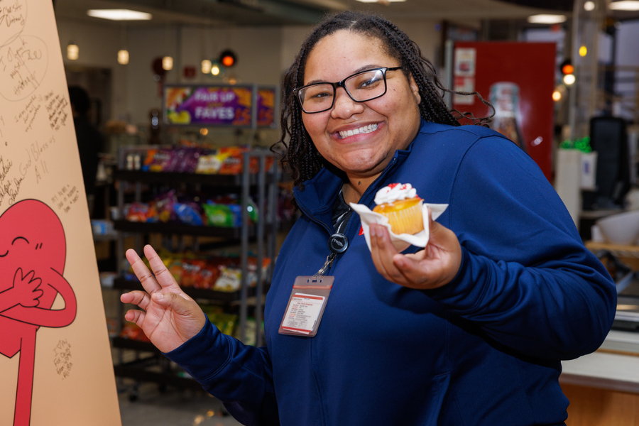This Fox Chase Cancer Center employee was thrilled about her Valentine’s Day cupcake!