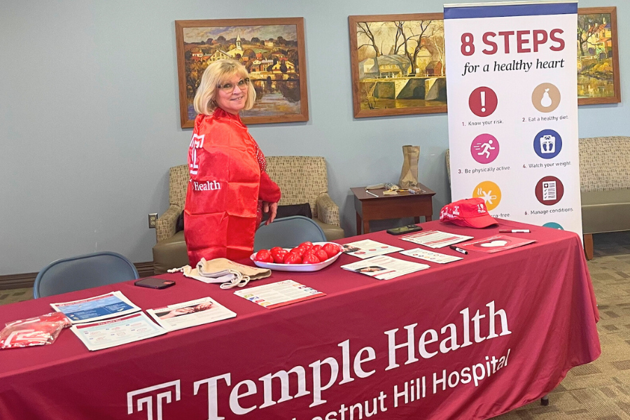 Heart Failure Nurse Practitioner Linda Ruppert at the Temple Health-Chestnut Hill Hospital Go Red Day event.