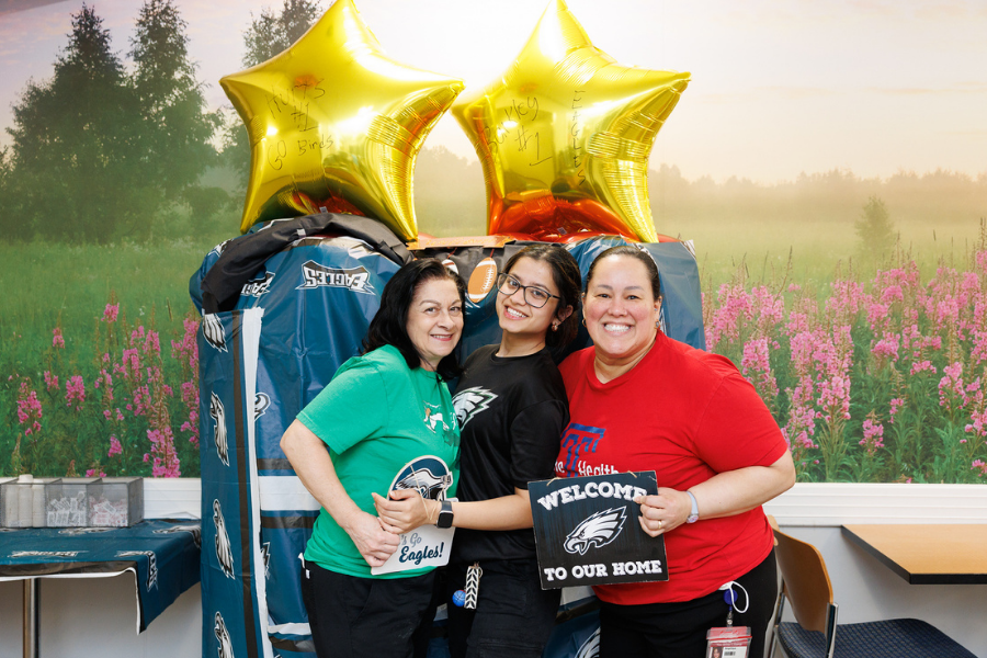 TUH-Jeanes Campus employees at the pre-Super Bowl celebration.