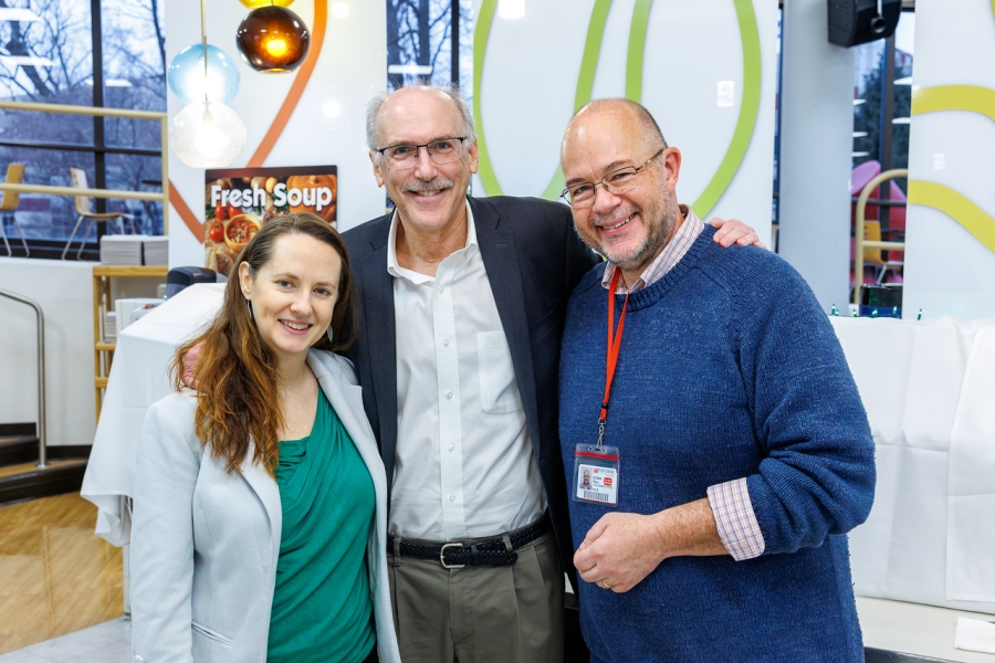 Biostatistician Eric Ross, PhD, ScM (center) celebrates 35 years at Fox Chase with his colleagues. 