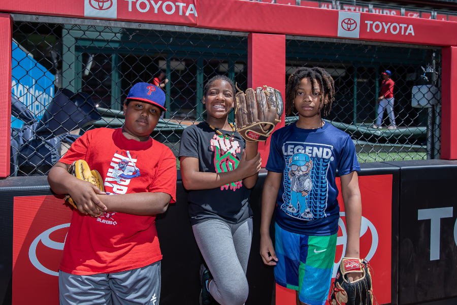 Young athletes from our community at our Coaches Clinic with the Phillies at Citizens Bank Park.
