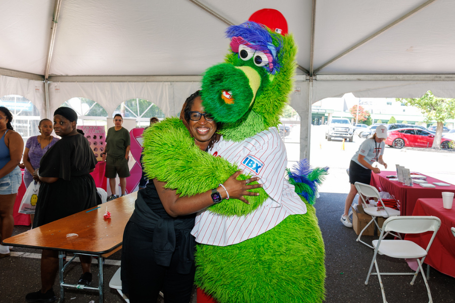 Community members, employees, and the Phanatic himself had a great time at the Back to School Health & Resource Block Party!
