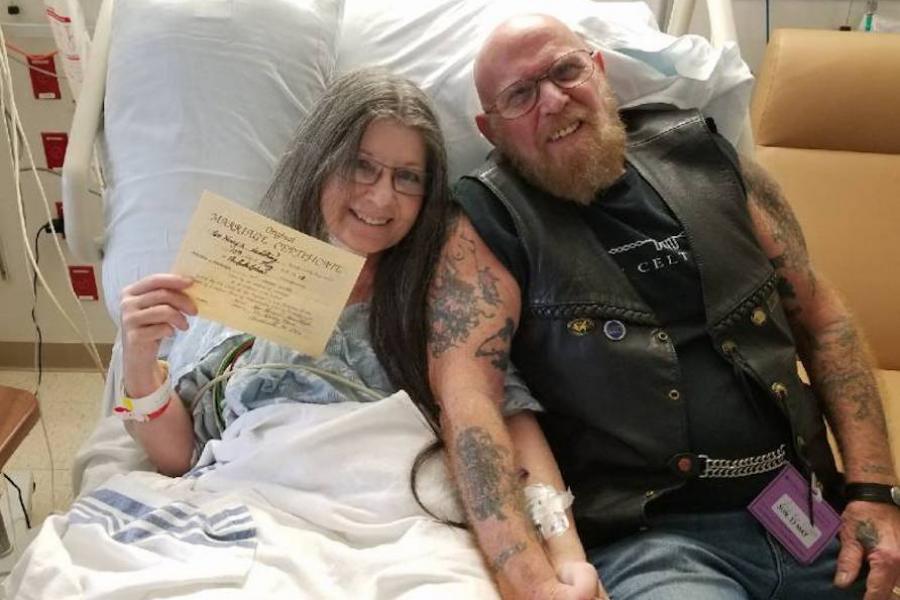 Temple patient Colleen and Mick as husband and wife moments after saying “I Do” in the ICU.
