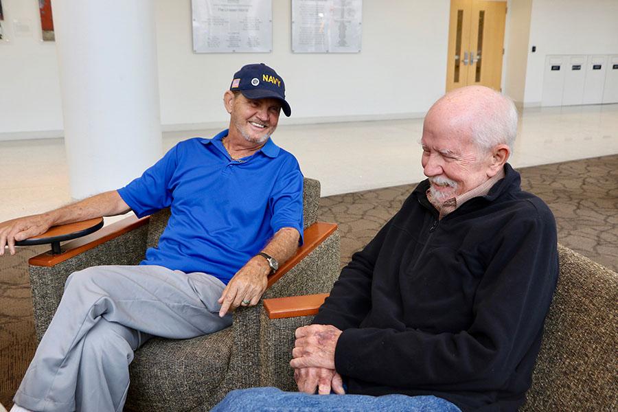 Two patients in a waiting room
