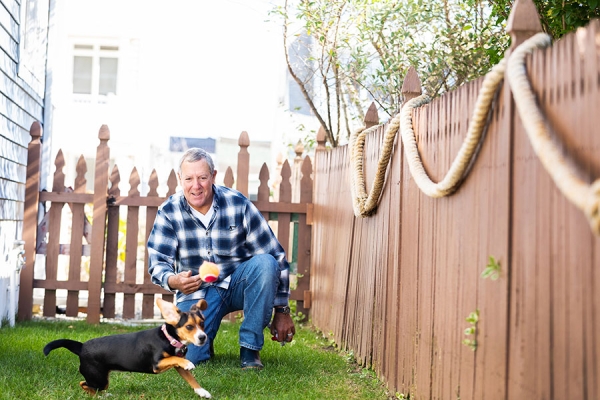 Steve D. playing catch with his dog
