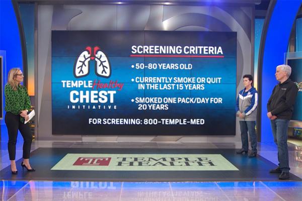 Temple Health's Dr. Criner talks to patient Terry Levins about the importance of early screening