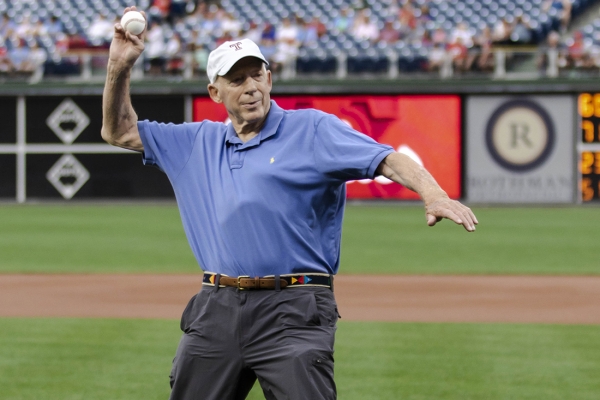 Joe H. throws out the first pitch.