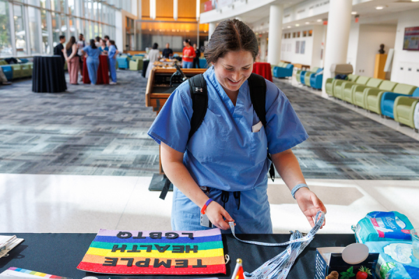 A Temple Health team member during the celebration.