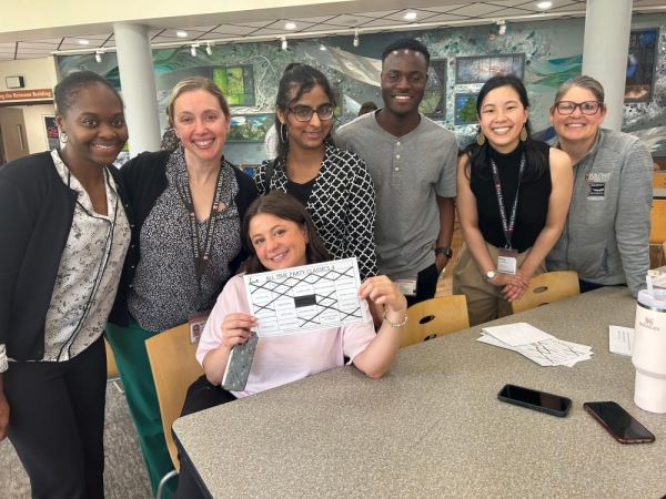 Fox Chase Cancer Center Music Trivia winner Lianne Doyle, bottom center.