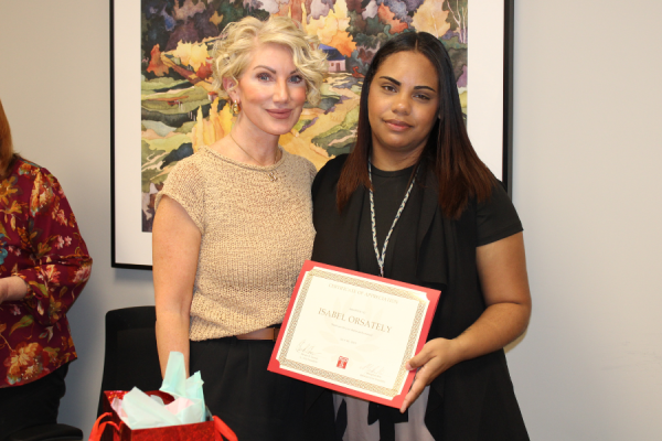 Isabel Orsately (right) with Meaghan Kim, MHA, RN, BSN, CDCES, Assistant Vice President of Population Health (left).