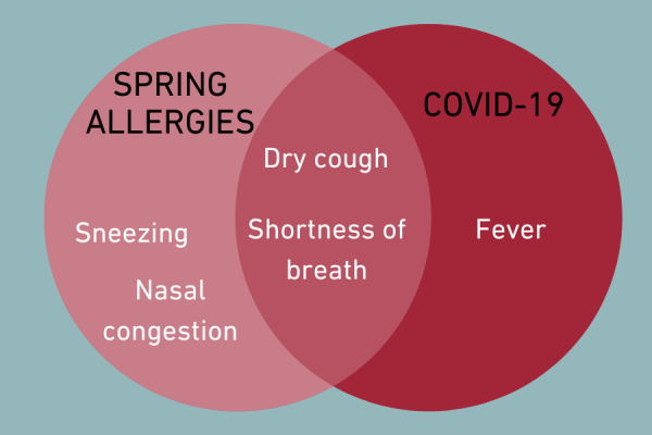 Compare symptoms of spring allergies with COVID-19